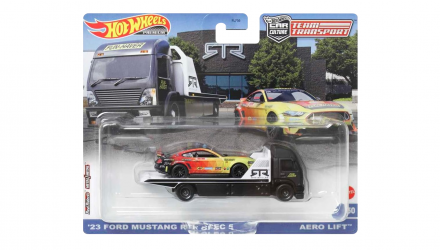 Машинка Premium Hot Wheels 2шт '23 Ford Mustang RTR Spec 5 и Транспортер Aero Lift Team Transport 1:64 FLF56/HKF39 Black - Retromagaz, image 1