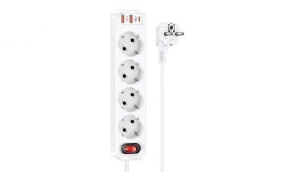 Сетевой фильтр Hoco NS1 Aura 4-bit Extension Cable Socket White 4000 W - Retromagaz, image 3