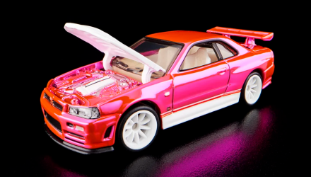 Машинка Premium Hot Wheels Nissan Skyline GT-R (BNR34) Red Line Club RLC 1:64 HNL06 Pink - Retromagaz, image 2