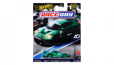 Машинка Premium Hot Wheels "Rexy" Porsche 911 GT3 R (992) Race Day 1:64 HRV72 Green - Retromagaz, image 1