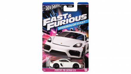 Тематична Машинка Hot Wheels Porsche 718 Cayman GT4 Women of Fast & Furious 1:64 HNR88/HRW38 White - Retromagaz, image 1