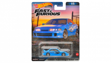 Машинка Premium Hot Wheels Custom Acura Integra Sedan GSR Fast & Furious 1:64 HNW46/HKD27 Light Blue - Retromagaz, image 1