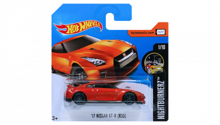 Машинка Базовая Hot Wheels '17 Nissan GT-R (R35) Nightburnerz 1:64 DTW99 Orange - Retromagaz, image 1