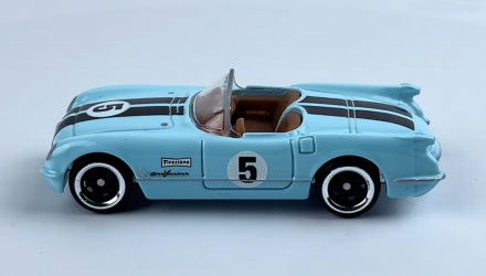 Тематическая Машинка Hot Wheels 1955 Corvette Vintage Racing Club 1:64 HRT81/HRV01 Blue - Retromagaz, image 4