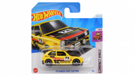 Машинка Базова Hot Wheels '73 Honda Civic Custom Compact Kings 1:64 HTC19 Yellow - Retromagaz, image 1