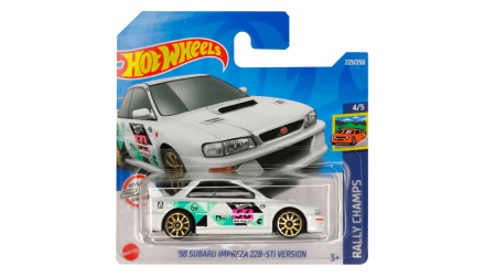 Машинка Базовая Hot Wheels '98 Subaru Impreza 22B-STi Version Treasure Hunts Rally Champs 1:64 HCY04 White - Retromagaz, image 1