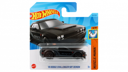 Машинка Базовая Hot Wheels '18 Dodge Challenger SRT Demon Muscle Mania 1:64 HKK90 Black - Retromagaz, image 1