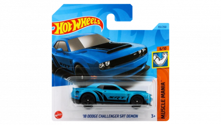 Машинка Базовая Hot Wheels '18 Dodge Challenger SRT Demon Muscle Mania 1:64 HKJ54 Blue - Retromagaz, image 1