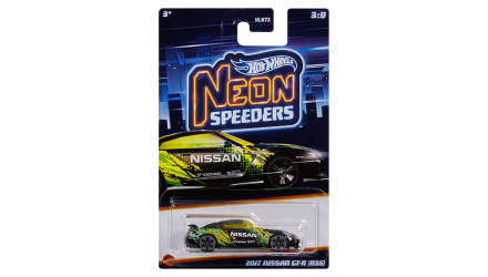 Тематична Машинка Hot Wheels 2017 Nissan GT-R (R35) Neon Speeders 1:64 HLH72/HLH75 Black - Retromagaz, image 1