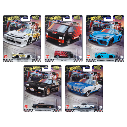 Набор Машинка Premium Hot Wheels LB Super Silhouette Nissan Silvia (S15) Boulevard 1:64 HRT64 White  + MBK Van Advan Black + Porsche 718 Cayman GT4 Blue + Nissan Skyline RS (KDR30) Black + '66 Chevrolet Corvair Yenko Stinger - Retromagaz