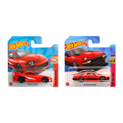 Набор Машинок Базовых Hot Wheels Toyota Supra A80 1:64 HCV16 Red  + Машинка Базова '82 HKG87 Red - Retromagaz