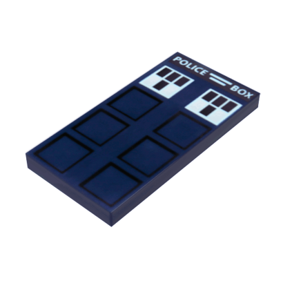 Плитка Lego Декоративна White 'POLICE BOX' Black Squares and White Windows Pattern 2 x 4 87079pb0252 6125994 Dark Blue Б/У - Retromagaz