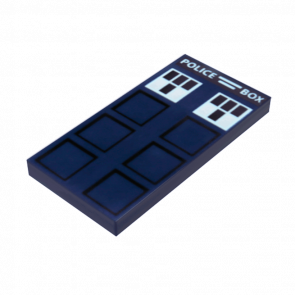 Плитка Lego Декоративная White 'POLICE BOX' Black Squares and White Windows Pattern 2 x 4 87079pb0252 6125994 Dark Blue Б/У - Retromagaz