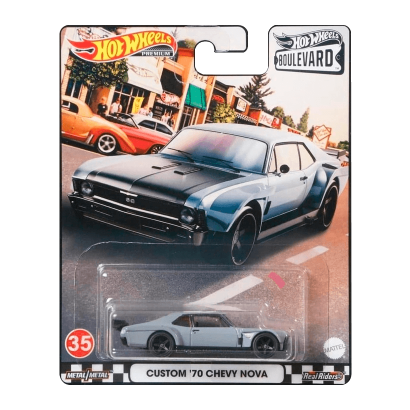 Машинка Premium Hot Wheels Custom '70 Chevy Nova Boulevard 1:64 GRM04 Grey - Retromagaz