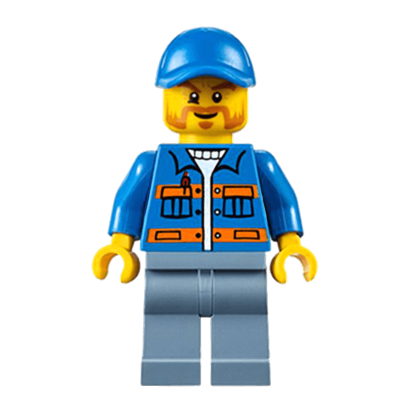 Фігурка Lego Construction 973pb0551 Blue Jacket with Pockets and Orange Stripes City cty0610 1 Б/У - Retromagaz