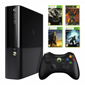 Набір Консоль Xbox 360 E 250GB Black Б/У + Збірник Ігор Halo (Combat Evolved Anniversary + 2 + 3 + 4)