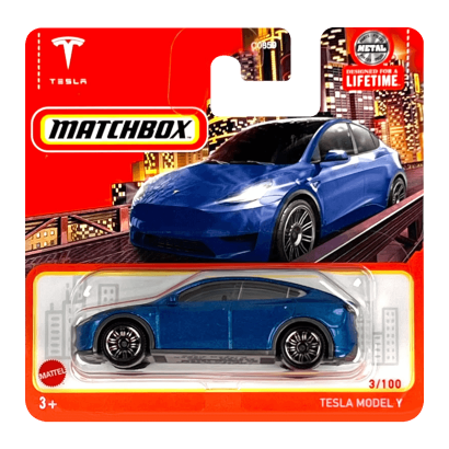 Машинка Велике Місто Matchbox Tesla Model Y Metro 1:64 HVN74 Blue - Retromagaz