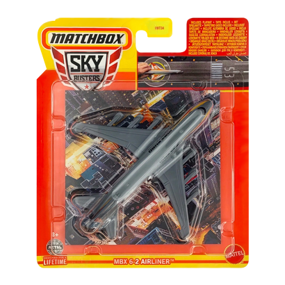 Тематична Машинка Matchbox MBX 6-2 Airliner Sky Busters 1:64 HHT34/HVM39 Grey - Retromagaz