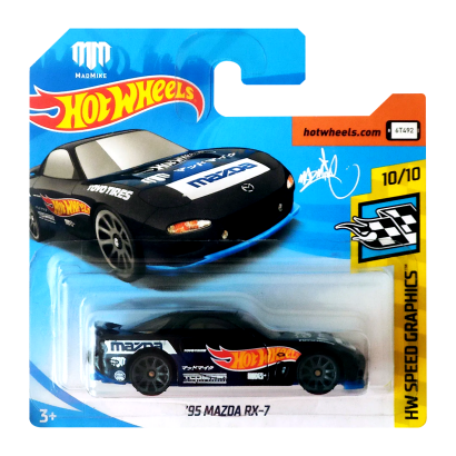 Машинка Базовая Hot Wheels '95 Mazda RX-7 Mad Mike Speed Graphics 1:64 FYD04 Black - Retromagaz