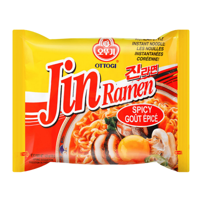 Локшина Ottogi Jin Ramen Spicy Овочі Яловичина Гостра 120g - Retromagaz