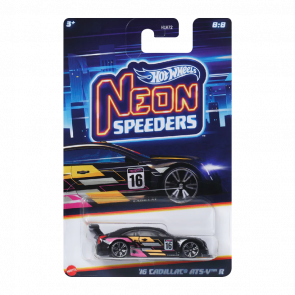 Тематическая Машинка Hot Wheels '16 Cadillac ATS-V R Neon Speeders 1:64 HLH72/HRW82 Black - Retromagaz