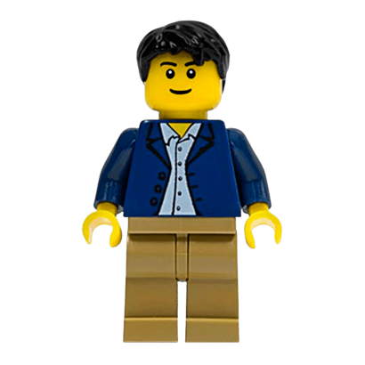 Фігурка Lego People 973pb0333 Dark Blue Jacket Light Blue Shirt City twn186 Б/У - Retromagaz