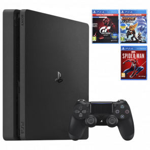 Набор Консоль Sony PlayStation 4 Slim 1TB Black Б/У  + Игра Marvel's Spider-Man Русская Озвучка + Gran Turismo Sport + Ratchet & Clank