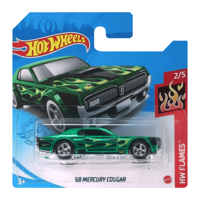 Машинка Базовая Hot Wheels '68 Mercury Cougar Super Treasure Hunt STH Flames 1:64 GTD02 Green - Retromagaz