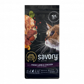 Сухой Корм для Кошек Cтерилизованных Savory Ягненок и Курица 2kg