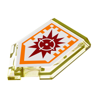 Плитка Lego Модифицированная Декоративная 4шт Pentagonal Nexo Power Shield Pattern Target Blaster 2 x 3 22385pb025 6132187 Trans-Yellow Б/У - Retromagaz