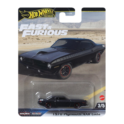 Машинка Premium Hot Wheels 1970 Plymouth AAR Cuda Fast & Furious 1:64 HYP68 Black - Retromagaz