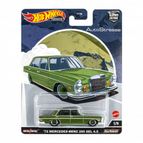 Машинка Premium Hot Wheels '72 Mercedes-Benz 280 SEL 4.5 AutoStrasse 1:64 HCK18 Green - Retromagaz