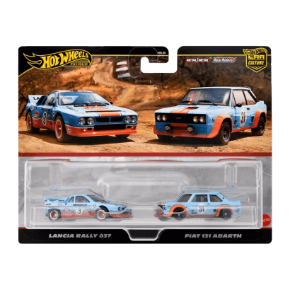 Машинка Premium Hot Wheels 2шт Lancia Rally 037 / Fiat 131 Abarth Gulf 2-Packs 1:64 HRR81 Blue - Retromagaz