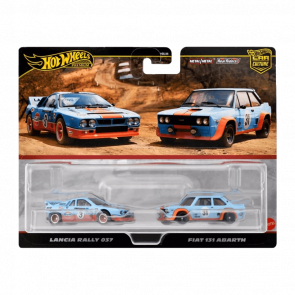 Машинка Premium Hot Wheels 2шт Lancia Rally 037 / Fiat 131 Abarth Gulf 2-Packs 1:64 HRR81 Blue - Retromagaz