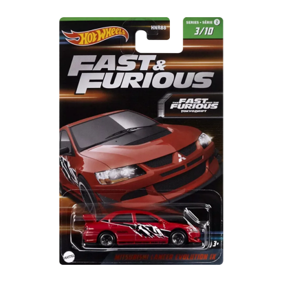 Тематична Машинка Hot Wheels Mitsubishi Lancer Evolution IX Fast & Furious 1:64 HNR88/HNT03 Red - Retromagaz