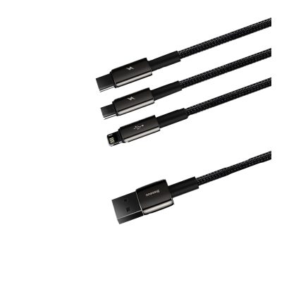 Кабель Baseus Tungsten 3 in 1 USB 2.0 - Lightning + Micro-USB + USB Type-C 1.5m - Retromagaz