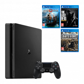 Набор Консоль Sony PlayStation 4 Slim 1TB Black Б/У  + Игра The Last of Us Remastered Русская Озвучка + Days Gone + God of War