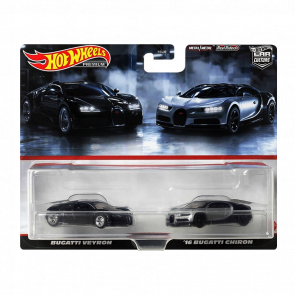 Машинка Premium Hot Wheels 2шт Bugatti Veyron / '16 Chiron 2-Packs 1:64 HKF52 Black