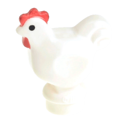 Фигурка Lego Земля Chicken with Black Eyes and Red Comb and Wattle Pattern Animals 95342pb01 1 4623959 6063275 White Б/У - Retromagaz