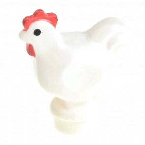 Фигурка Lego Земля Chicken with Black Eyes and Red Comb and Wattle Pattern Animals 95342pb01 1 4623959 6063275 White Б/У - Retromagaz