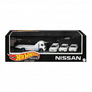 Машинка Premium Hot Wheels 4шт Nissan Skyline GT-R (BNR32) / (BCNR33) / (BNR34) / Retro Rig Diorama 1:64 GRN86 White - Retromagaz