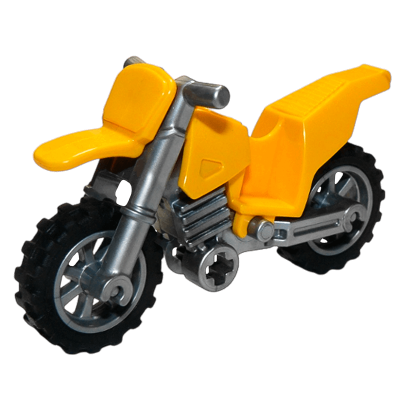 Транспорт Lego Мотоцикл Dirt Bike Flat Silver Chassis and Wheels 50860c07 6186539 50859b 6055651 Bright Light Orange Б/У - Retromagaz