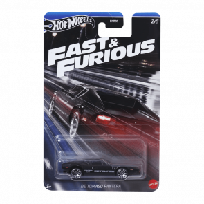 Тематическая Машинка Hot Wheels De Tomaso Pantera Fast & Furious 1:64 HNR88/HRW52 Black - Retromagaz