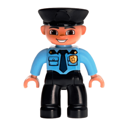 Фигурка Lego Boy Police Black Legs Medium Blue Top Duplo 47394pb169 Б/У - Retromagaz