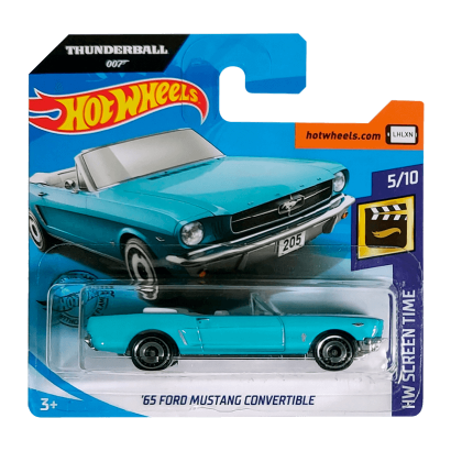 Машинка Базовая Hot Wheels Thunderball 007 '65 Ford Mustang Convertible Screen Time 1:64 GHC77 Turquoise - Retromagaz