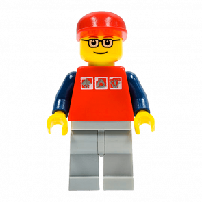 Фигурка Lego People 973pb0274 Red Shirt with 3 Silver Logos City cty0060 Б/У - Retromagaz