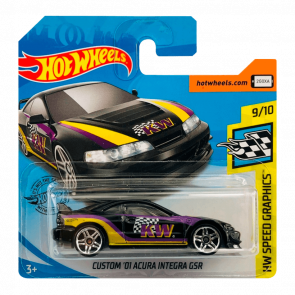 Машинка Базова Hot Wheels Custom '01 Acura Integra GSR Speed Graphics 1:64 FYF02 Black