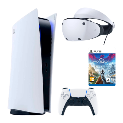 Набор Консоль Sony PlayStation 5 Digital Edition 825GB White Новый + Очки Виртуальной Реальности Проводной VR2 + Игра Horizon Call of the Mountain Русские Субтитры Digital Code - Retromagaz