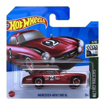 Машинка Базовая Hot Wheels Mercedes-Benz 300 SL Super Treasure Hunt STH Retro Racers 1:64 HKL09 Red - Retromagaz