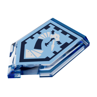 Плитка Lego Модифікована Декоративна 2шт Pentagonal Nexo Power Shield Pattern Iron Dragon 2 x 3 22385pb063 6172152 Trans-Dark Blue Б/У - Retromagaz